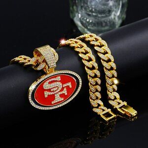 Fashion personality red oil drop round football team necklace all-match hip-hop